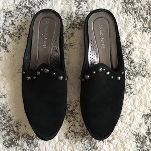Donald J Pliner Studded Black Velvet Mules